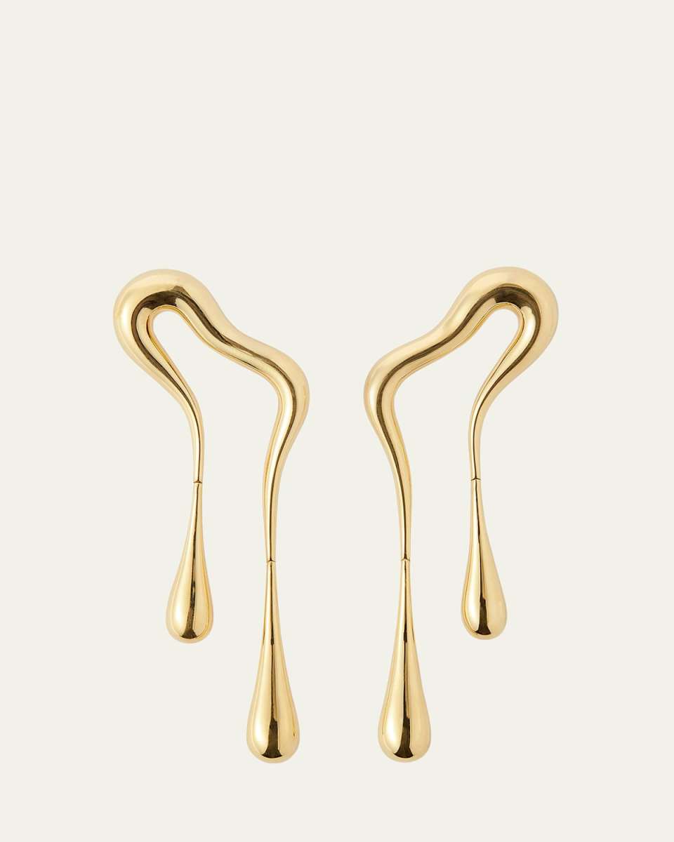18K Yellow Gold Bold Stream Doubled Earrings